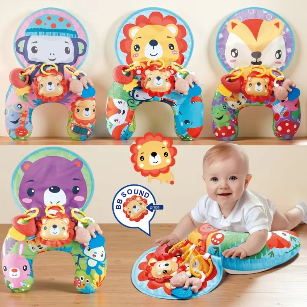 

2 in 1 Baby Tummy Time Pillow Playmat Early Sensory Toys for Infant Non-Slip Baby Support Pillow Gifts for Newborn Boys Girls