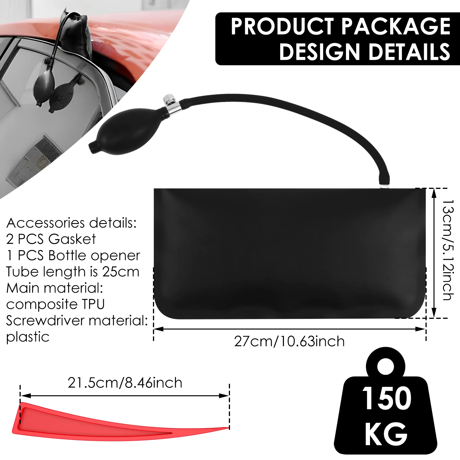 2 قطعة نافذة باب السيارة الجديدة كيس الهواء المفتوح مضخة إسفين الوسادة دخول نفخ الرقائق أدوات المهنية العالمي مضخة هواء إسفين أداة اليد