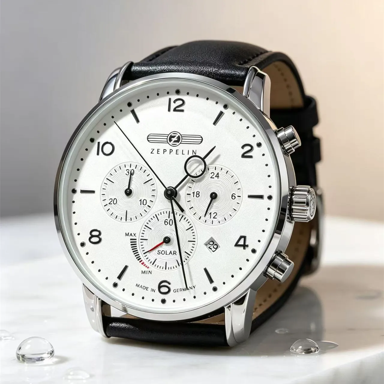 New Fashion Casual  Luxury Zeppelin Three-eye Run Seconds Multifunctional Timing Business Leisure Quartz Men's Watch Wrist Watch