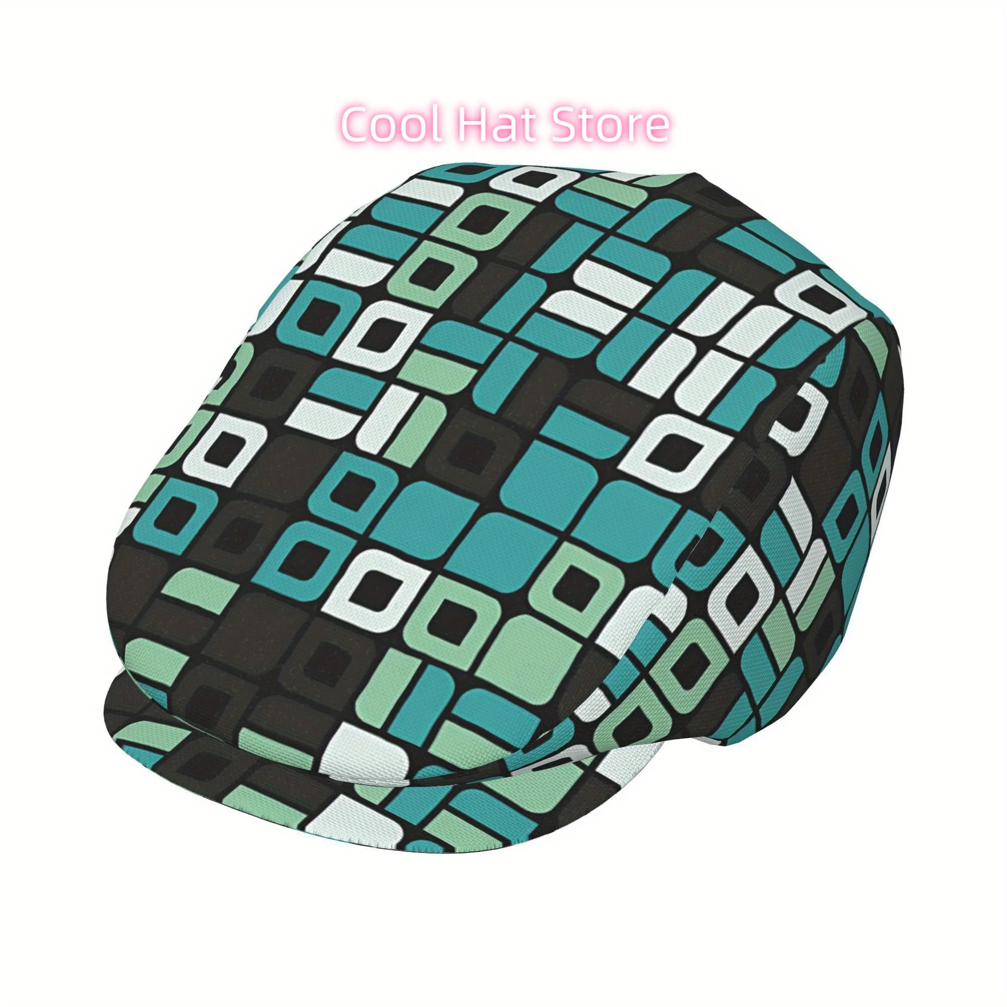 1pc Men' & Women' Retro Flat Cap with Full-Width Abstract Chaos Print - Adjustable Newsboy Beret Ivy Cabbie Hat, Lightweight for