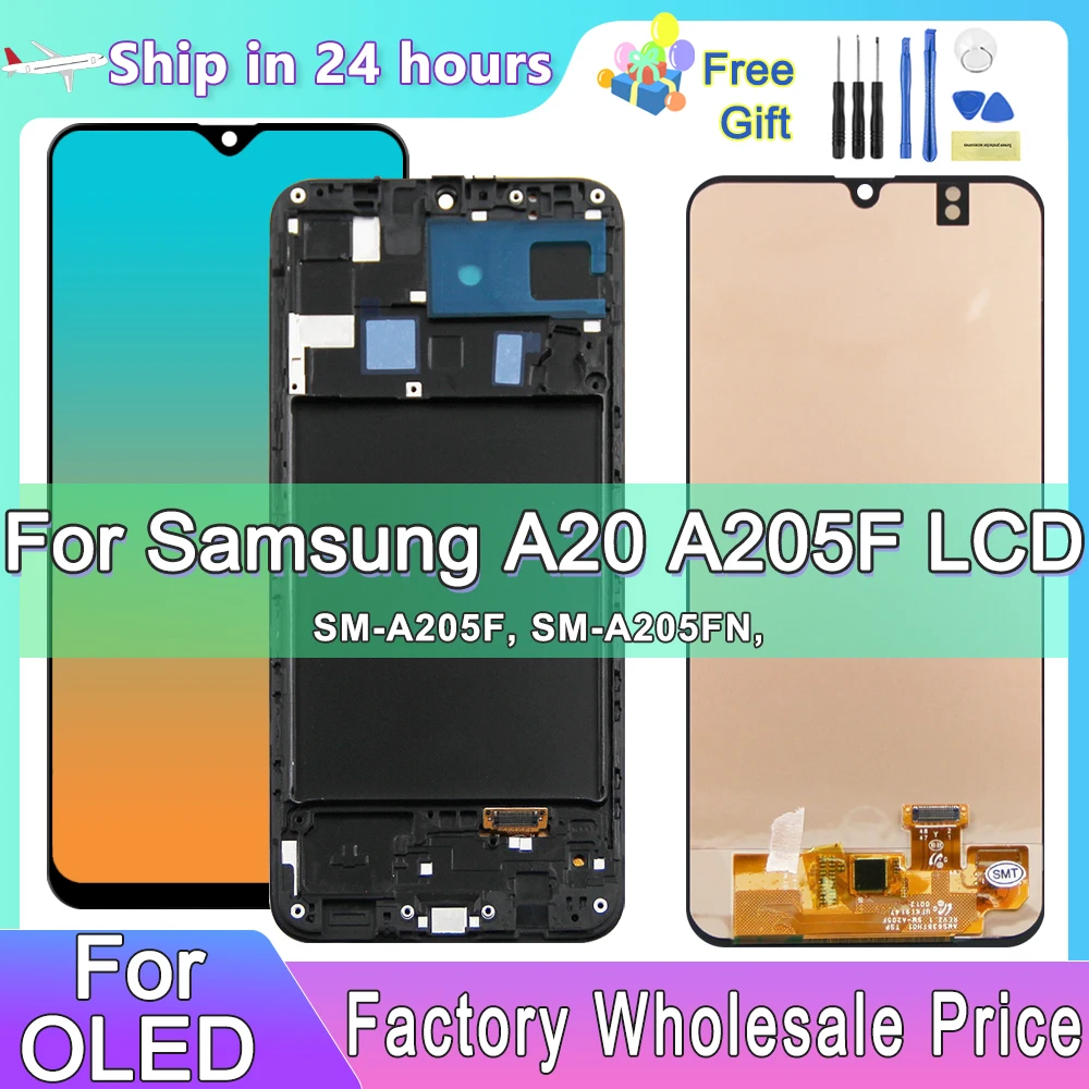 AMOLED Display For Samsung Galaxy A20 LCD With Digitizer Touch Screen Assembly A205F A205FN A205G A205GN Replacement