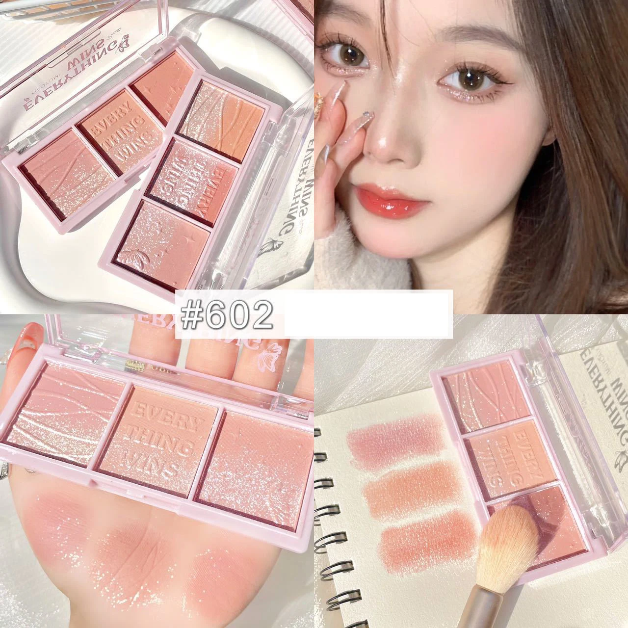 Shimmer Matte Peach Blush Palette Makeup Brighten Silkworm Eyeshadow Palette Highlight Rouge Check Pigment Face Blusher Powder