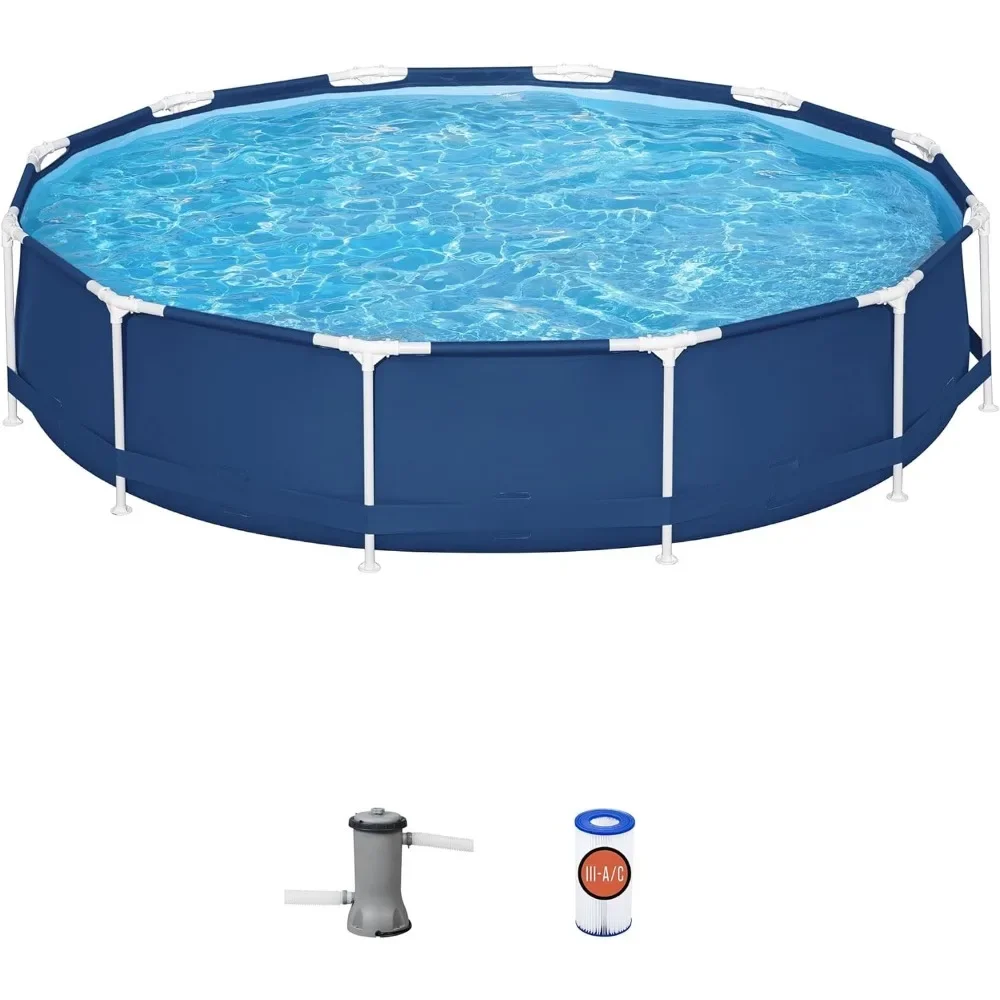 Outdoor Hot Tubs, 12 Feet X 30 Inches Round Above Ground 1,710 Gallon Pool Set, Outdoor Hot Tubs