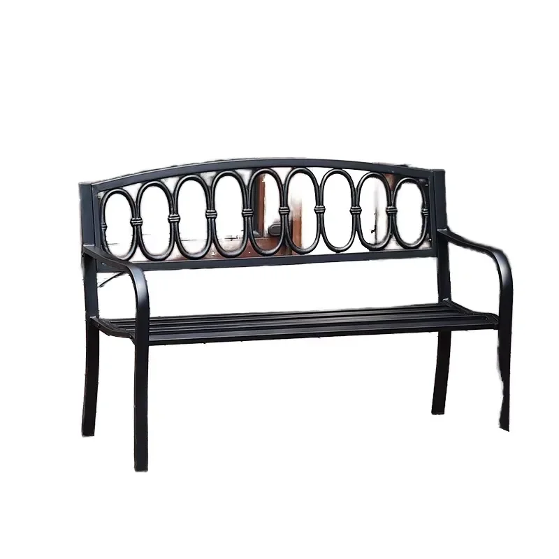 Purple Leaf for Solid Wood Iron Art Outdoor Leisure Double Bench Modern Patio Bench for Courtyard Community Plaza with
