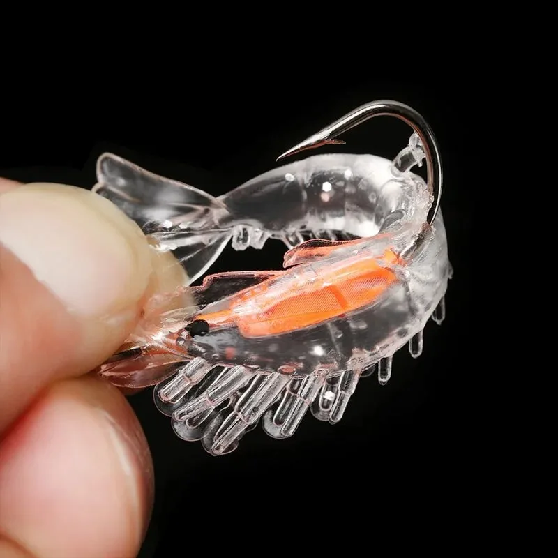 ANFS 4pcs/Bag 6cm 3g Luminous Simulation Shrimp Soft Bait Artificial Soft Rigs Fishing Lure Bass Sea Fishing Tackle image 6