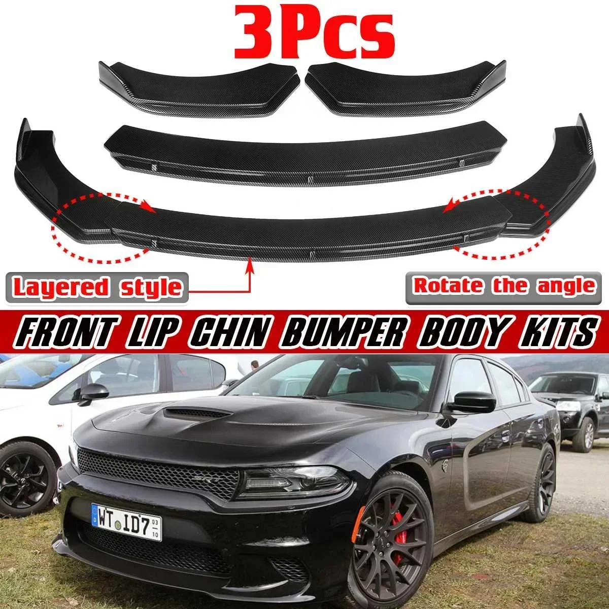 3PCS Universal Car Front Bumper Splitter Diffuser For BMW F30 F80 F32 F82 For Benz W211 W212 W213 For Honda For Civic Body Kit