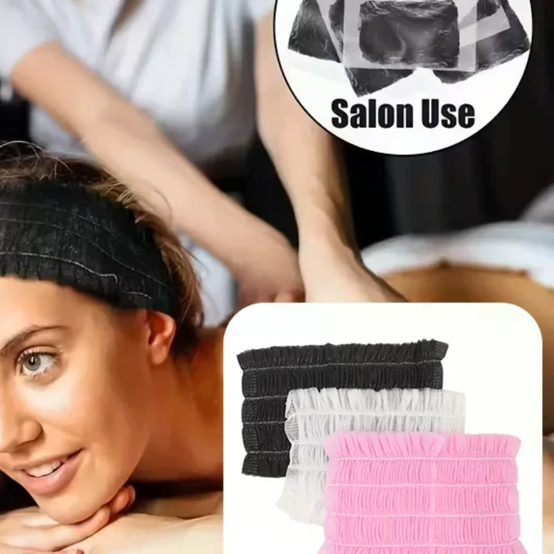 20/50/100pcs Disposable Spa Headbands Soft Non- Elastic Facial Hair Bands For Sauna, Facial Cleansing, Skincare & Makeup