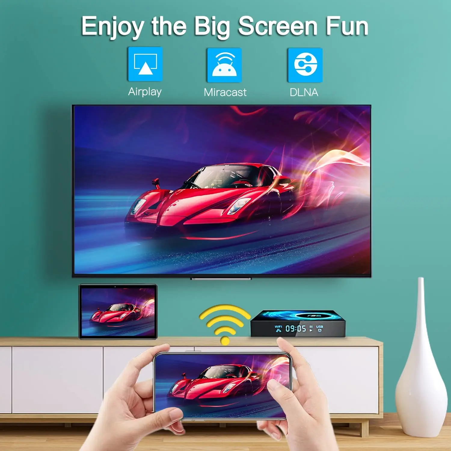 T95 Smart Android 14 TV Box 4GB 128GB Allwinner H616 يدعم 8K HDR فيديو مزدوج WiFi 2.4G/5G BT5.0 HDMI مشغل الوسائط فك التشفير