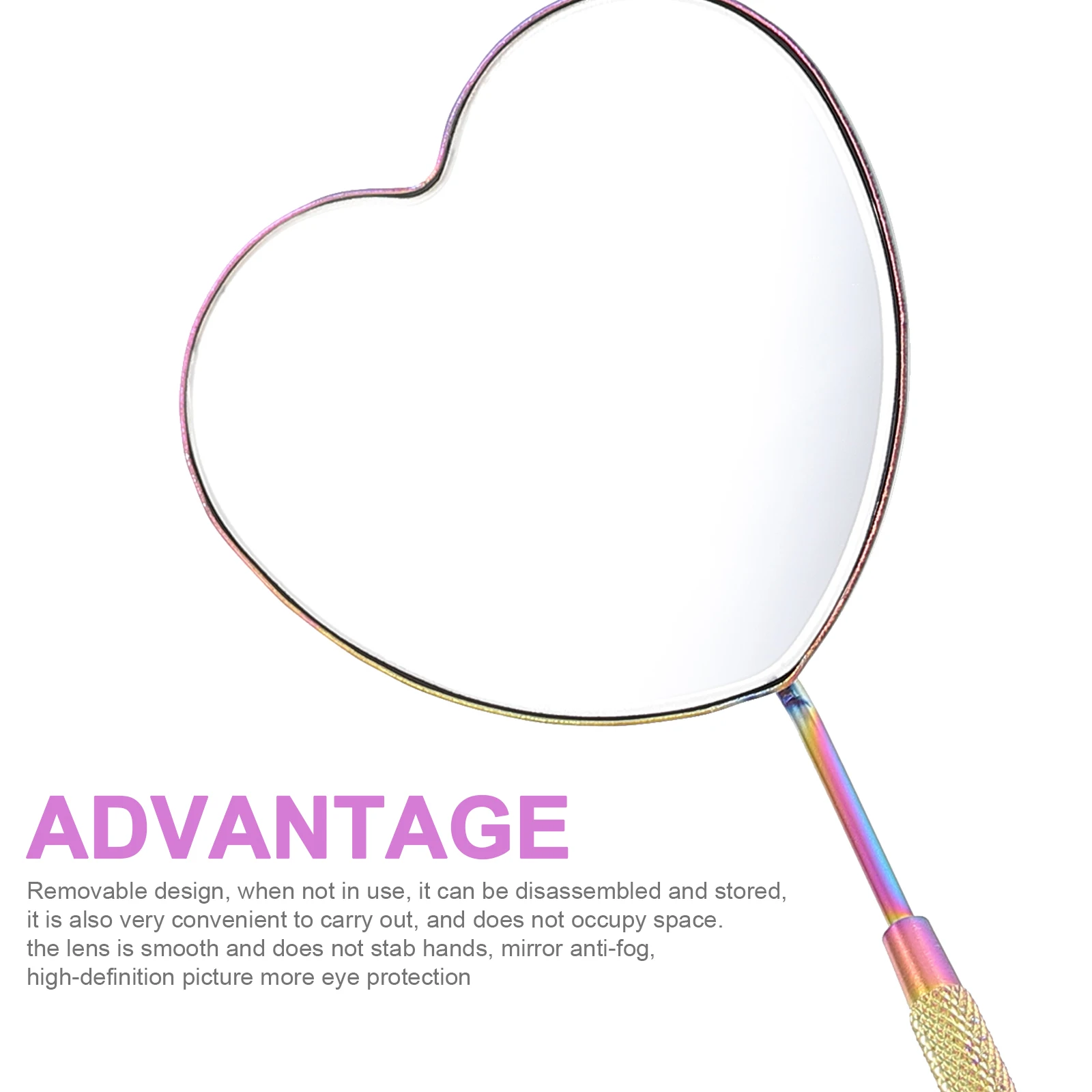 

Heart Shaped Eyelash Stainless Steel Salon Lash Extension Non-Slip Handle Foldable Compact Makeup Mirror Durable Premium