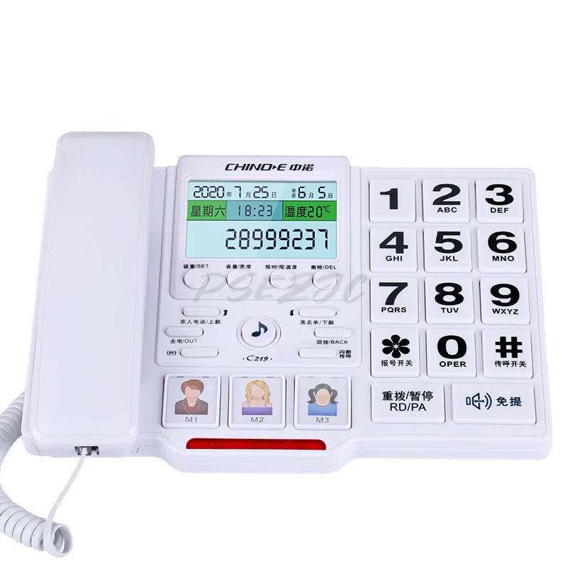 C219 Telephone Elderly Landline Home Fixed Line Large Screen Large Buttons Hands-free Three Sets of Family Accounts