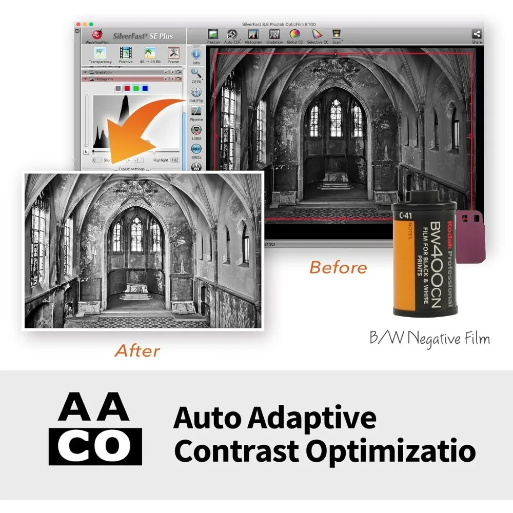 OpticFilm 8100-35mm Negative Film/Slide Scanner with 7200 DPI and 48-bit Output. Bundle Silverfast SE Plus 9