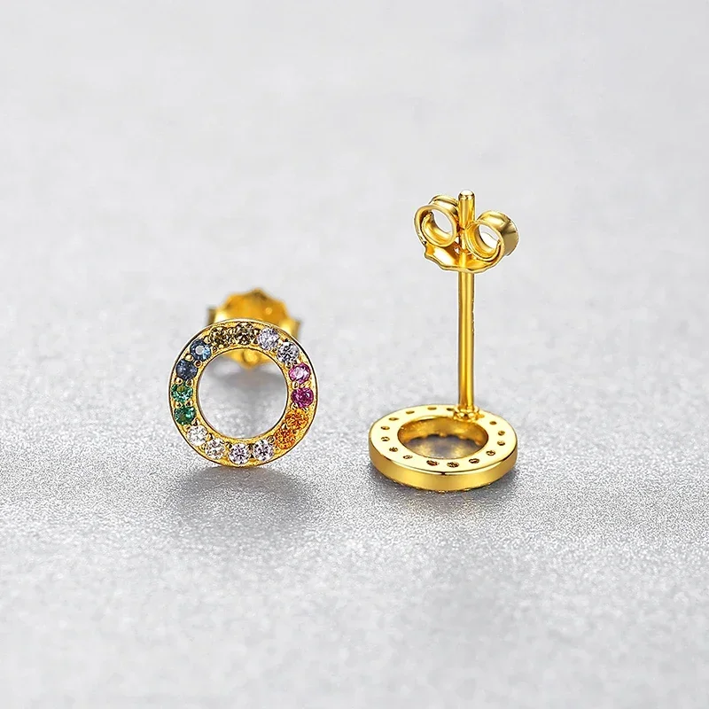 925 sterling silver ear Needle hook shaped/round small studs earrings for women cartilage gold earrings fashion party Jewelry