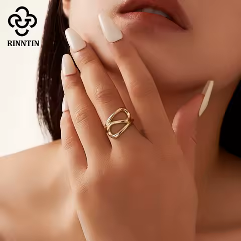Rinntin Minimalist 3 Layer Open Rings Women 925 Sterling Silver Adjustable Finger Ring Geometric Jewelry Wedding Gift GAR01