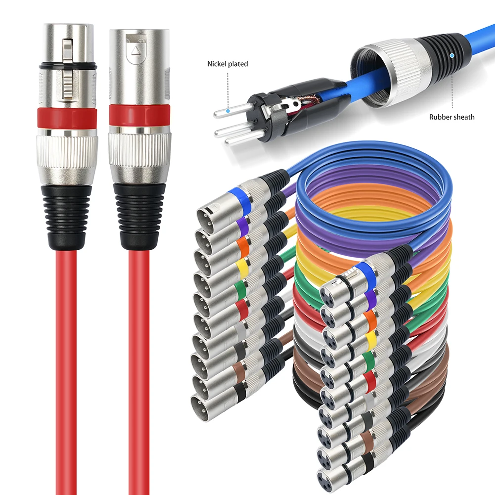 

6/10Pcs XLR To XLR Microphone Cable Multi Colored 3 Pins Balanced XLR Microphone Cable for Mic Mixer Recording Studio Podcast
