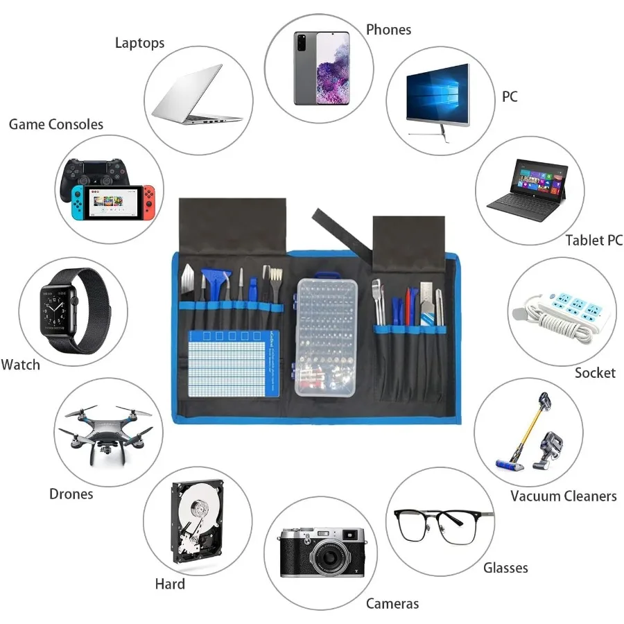 155 في 1 طقم تصليح الكمبيوتر طقم تصليح إلكتروني احترافي للكمبيوتر آيفون الكمبيوتر المحمول الكمبيوتر اللوحي الهاتف الخليوي نينتندو PS3 PS4