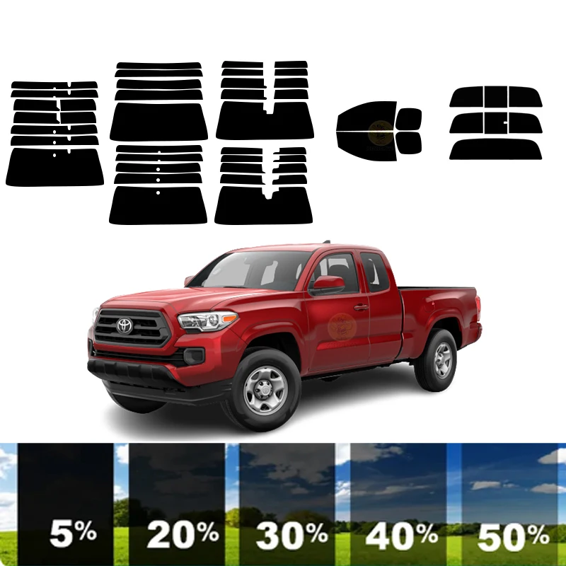 

Предварительно вырезанная съемная тонировочная пленка для окон для автомобиля, 100% УФР, 5%-35%VLT, теплоизоляция, карбон ﻿ Для TOYOTA TACOMA 2 DR EXT PU 2016-2023 гг.