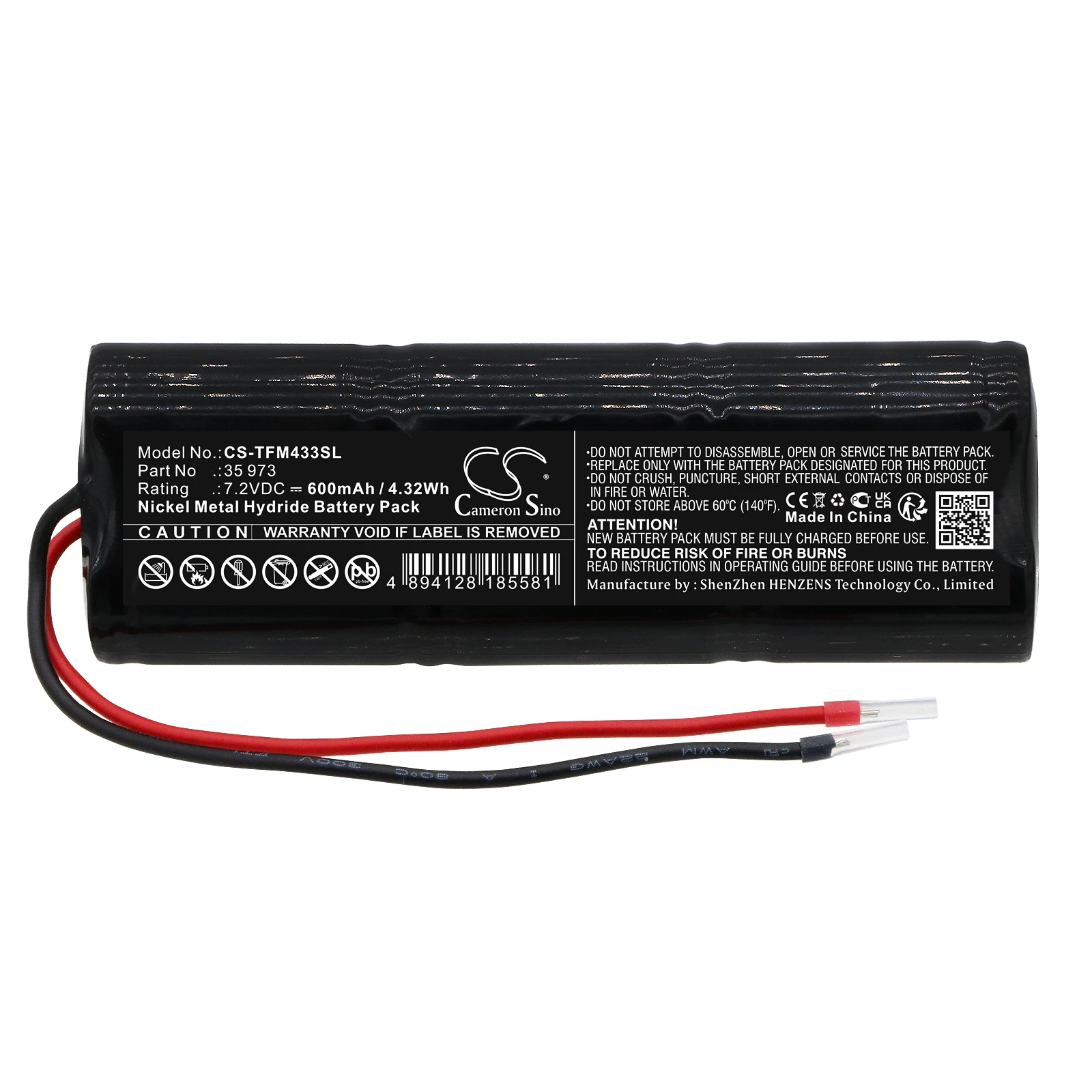 

600mAh Ni-MH 7.2V 4.32Wh Battery for TELENOT F1011/S 6/N-270AA FM 433 35 973 Emergency Lighting