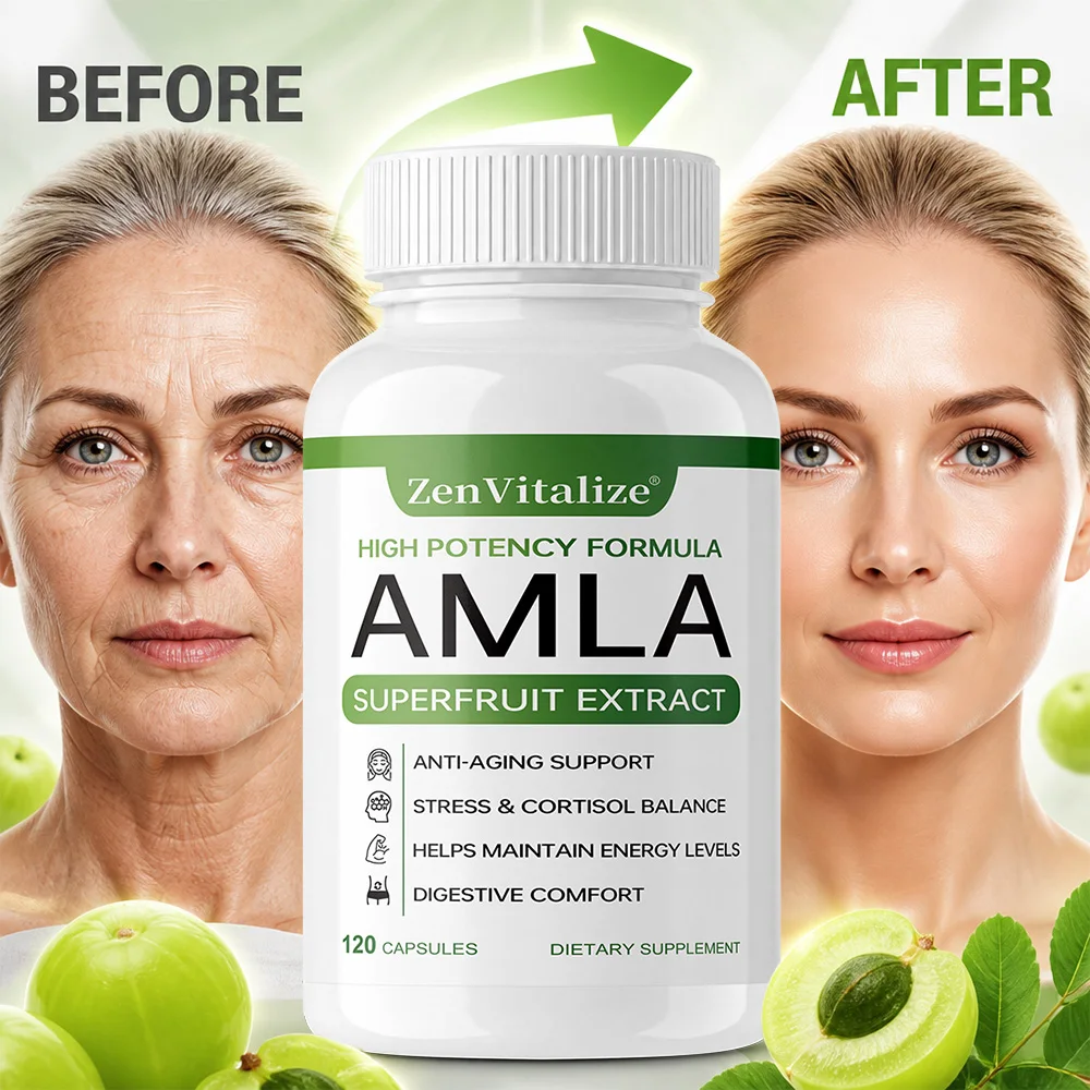 

Organic Amla Capsules 1000mg, Antioxidant, Daily Immune, Rejuvenation, Digestive & Heart Wellness Support, Vegan