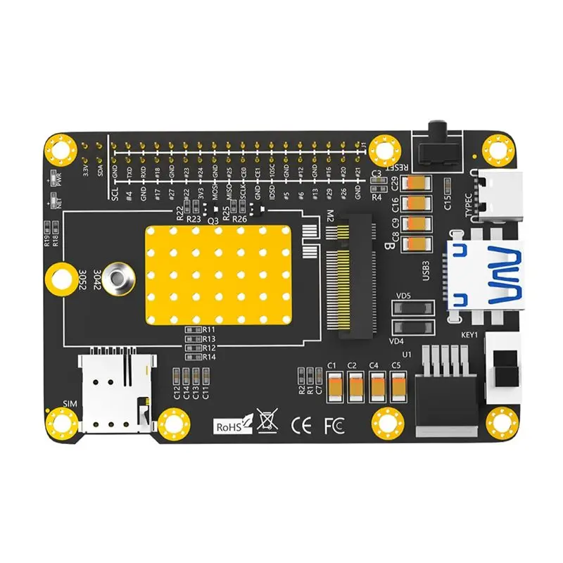 Leading-4G/5G Base HAT M.2 B Key To USB3.0 Expansion Card With SIM Slot For Raspberry Pi 5 For RM500Q RM500U GM800 SIM8200