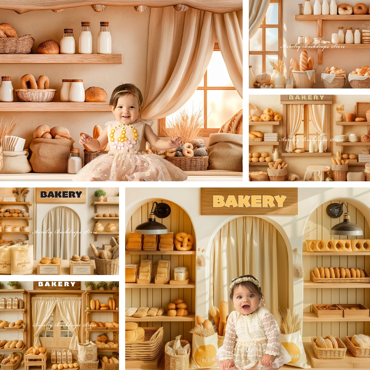 Fondos minimalistas para tienda de panadería, accesorios para fotos de bebés y niños, decoraciones para niños y adultos, fondos de estudio de fotografía de pan de leche