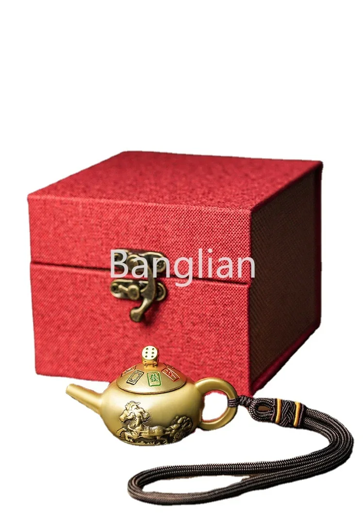 Pure Brass Handle, Teapot, Horse, Hu Zhuanzhuan, Card Playing Artifact, Hu Handlebar, Ornament, Goddess Festival Gift