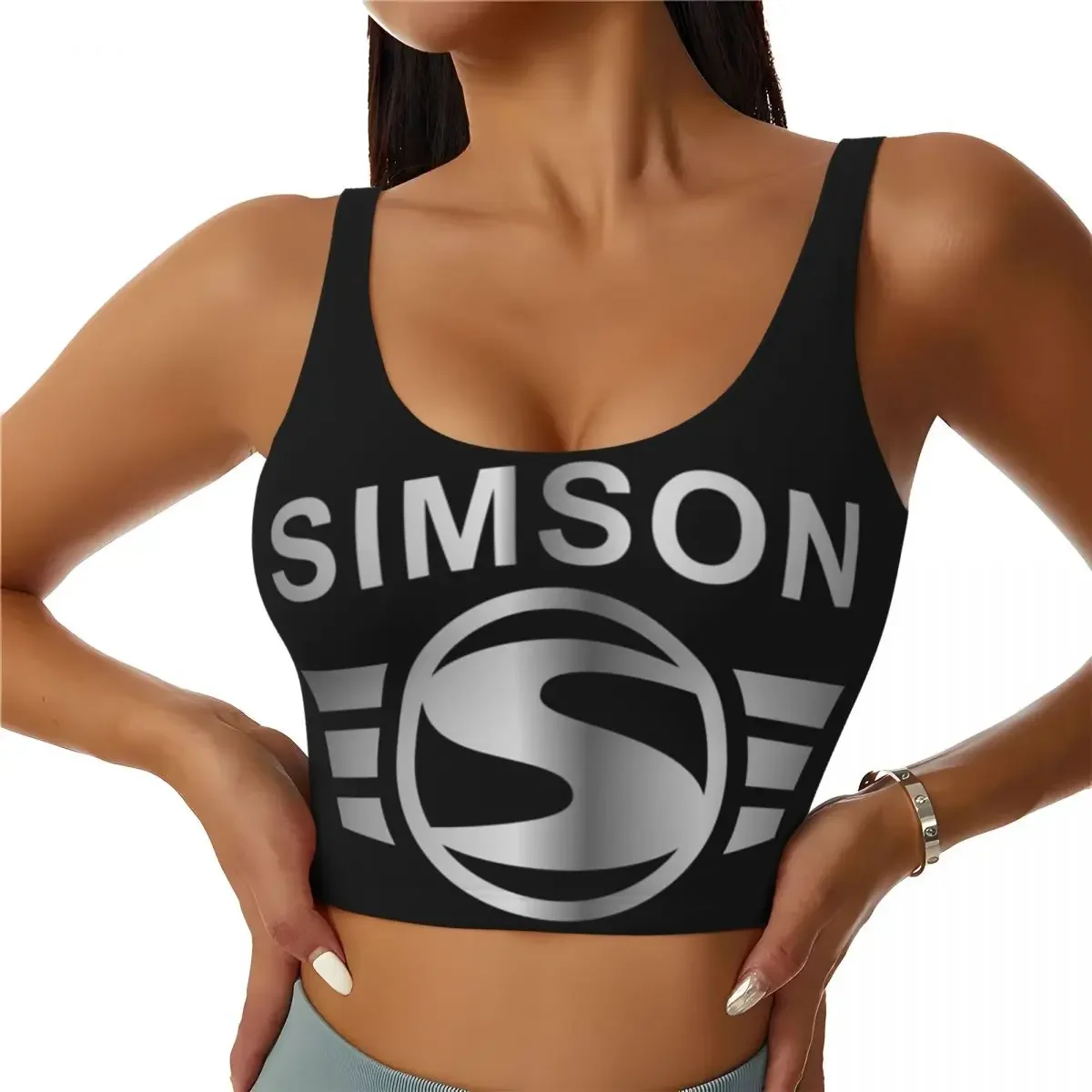 Custom Vintage Simson Women Sports Bras High Impact Vest Gym Workout Yoga Crop Tank Top