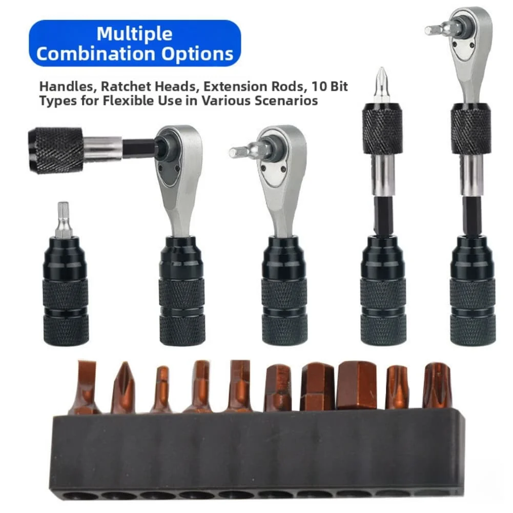 

Мини-ключ с храповым механизмом 2-в-1, быстроразъемный ключ с храповым механизмом 1/4 дюйма, двусторонний ключ с храповым механизмом и регулируемыми левтратными кнопками