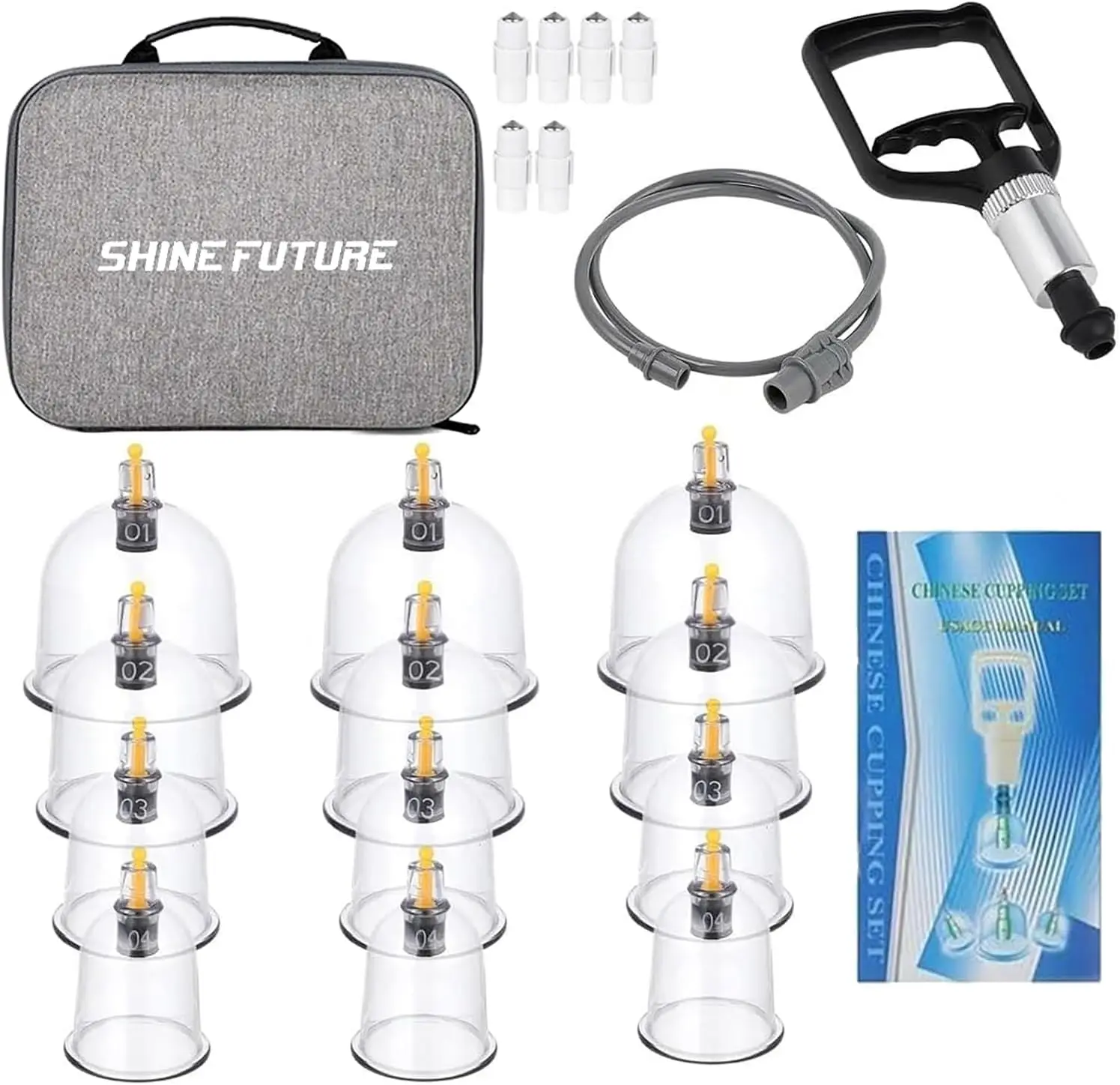 

Massage treatment cupping set, with pump 12 massage cups, for reducing fat lumps muscle back pain relief physical therapy