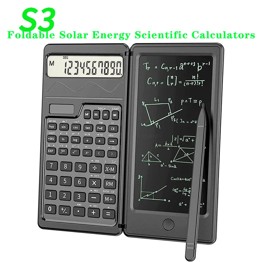 Upgraded Solar Scientific Calculator with LCD Notepad Functions Professional Portable Foldable Calculator for Students