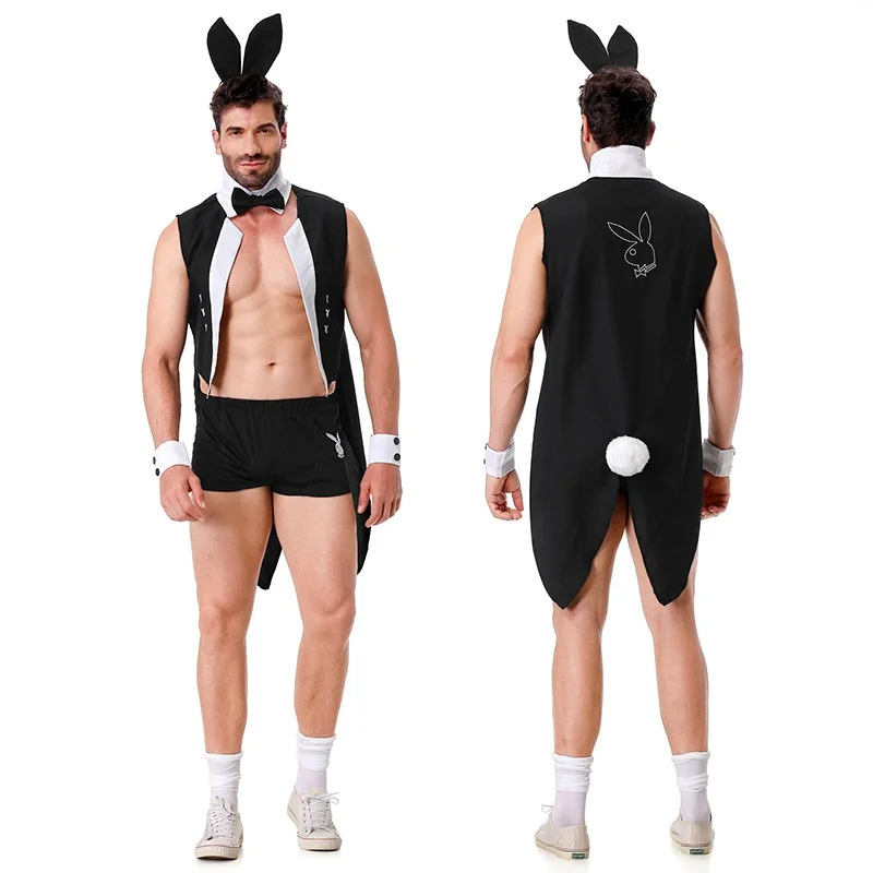

Сексуальный костюм кролика, костюм для выступлений, мужской танцевальный наряд для ролевых игр, соблазнительный топ, бот, новый комплект костюмов на Хэллоуин
