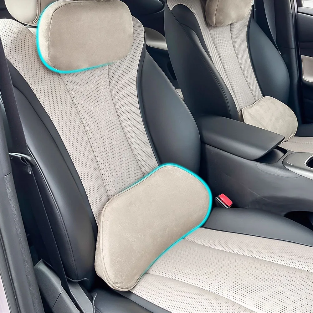 For BYD Dolphin Smart Driving Edition 2025 Suede Headrest And Lumbar Support Car Supplies Soft And Comfortable Neck Pillow