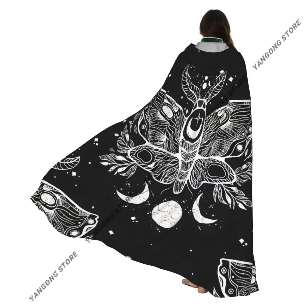 

Взрослый Хэллоуин Мотыль Бабочка Мистический Плащ Накидка С Капюшоном Средневековый Костюм Полная Длина Платье Пальто