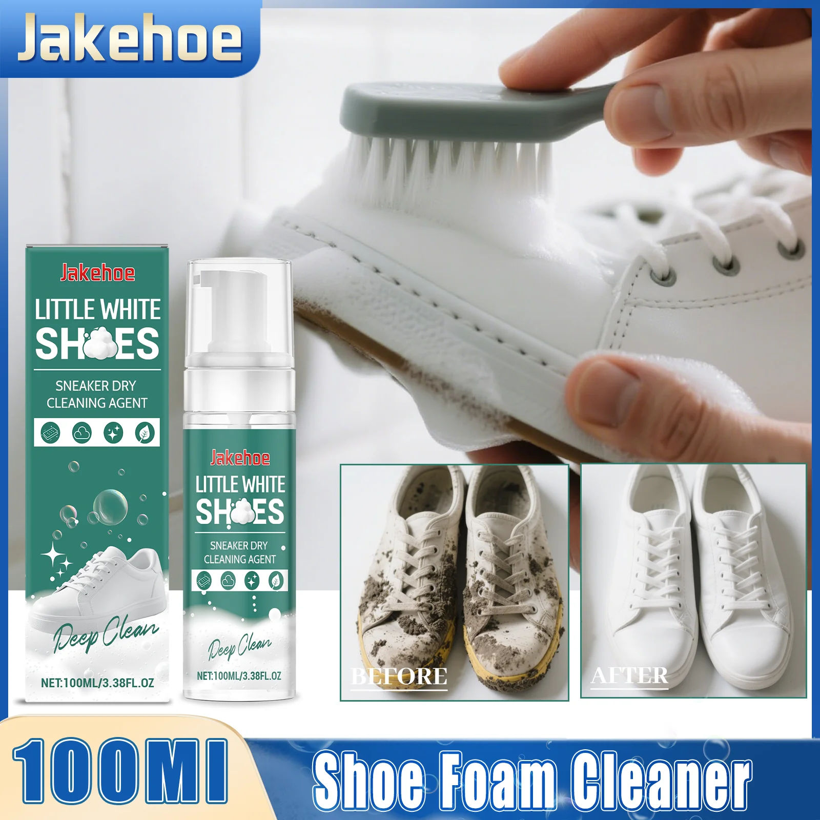 100ML White Shoe Cleaning Foam Spray Dry Cleaning Agent For Trainers Rapidly Breaks Down Grime Surface Stain Remover