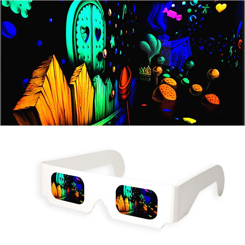 20Pcs Chromadepth 3D Paper Prism Diffraction Fireworks Glasses for Laser Shows, Raves, Light Concerts and New Years Christmas