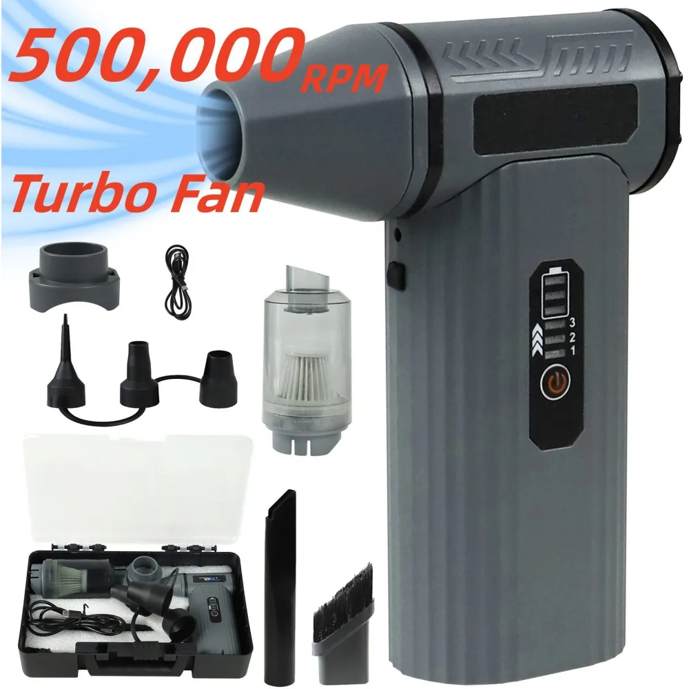 

500000 RPM 8000mAh Pocket Dust Blower Mini Turbo Jet Fan Rechargeable 58m/s Turbo Violent Fan Powerful Blower for Cleaning
