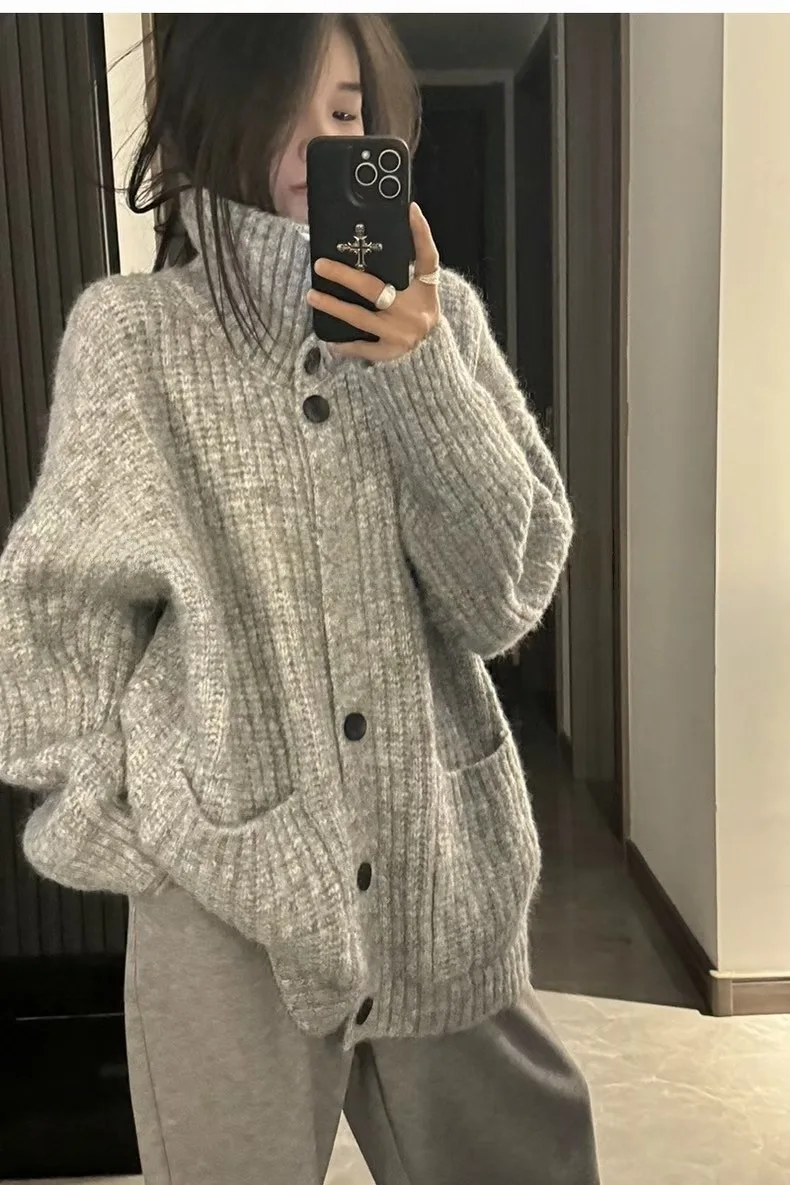 

Осень-зима, свободный кардиган, свитер, женские вязаные пальто, модные женские повседневные трикотажные кардиганы с длинными рукавами