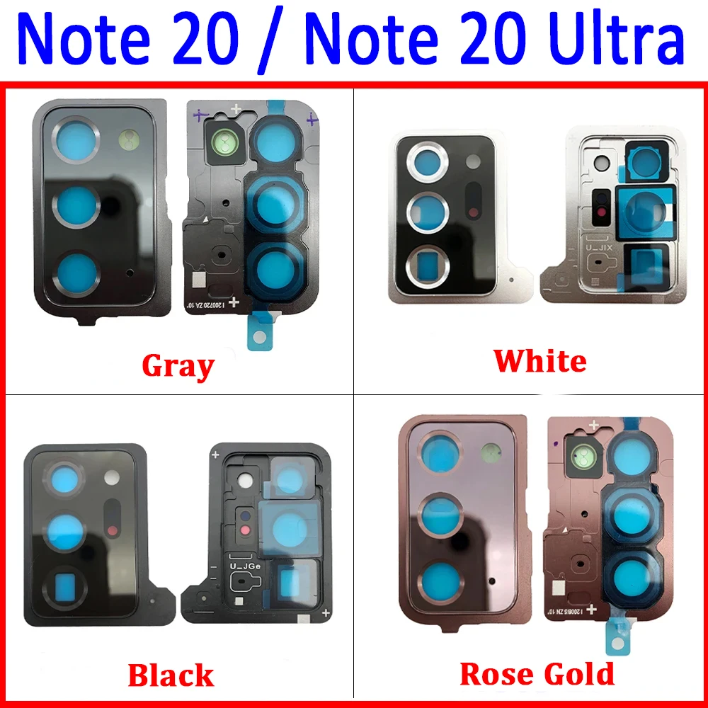 NEW Rear Back Camera Glass For Samsung Note 20 / Note 20 Ultra Main Camera Lens Glass Cover With Frame Holder Replacement