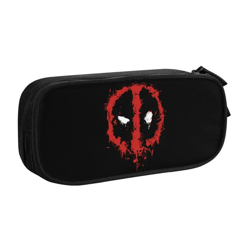 Custom Deadpool Splatter Pencil Case for Girls Boys Large Storage Pen Box Bag Stationery