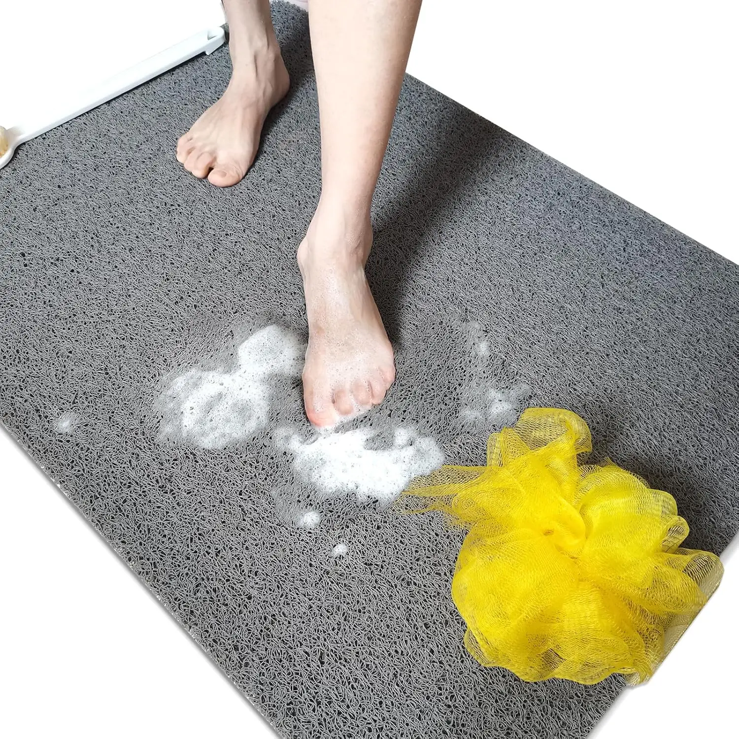 

Очень большой нескользящий коврик для душа из люфы для пожилых людей, 24x47 дюймов, серый