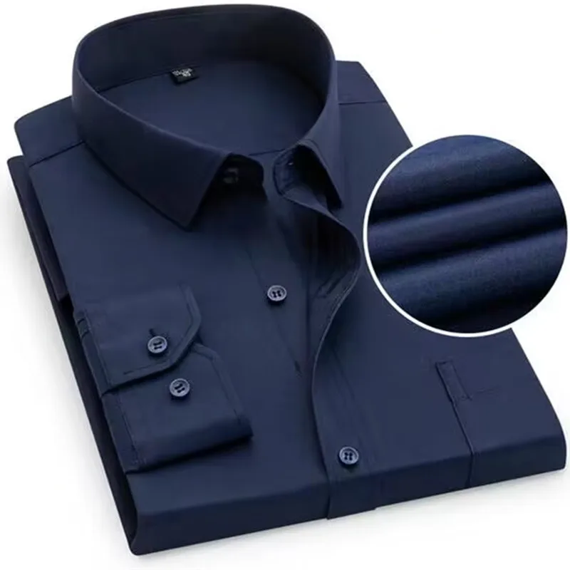 2024 Spring New Men\'s White Business Wedding Shirt Autumn Men Long Sleeve Leisure Black Social Dress Shirts