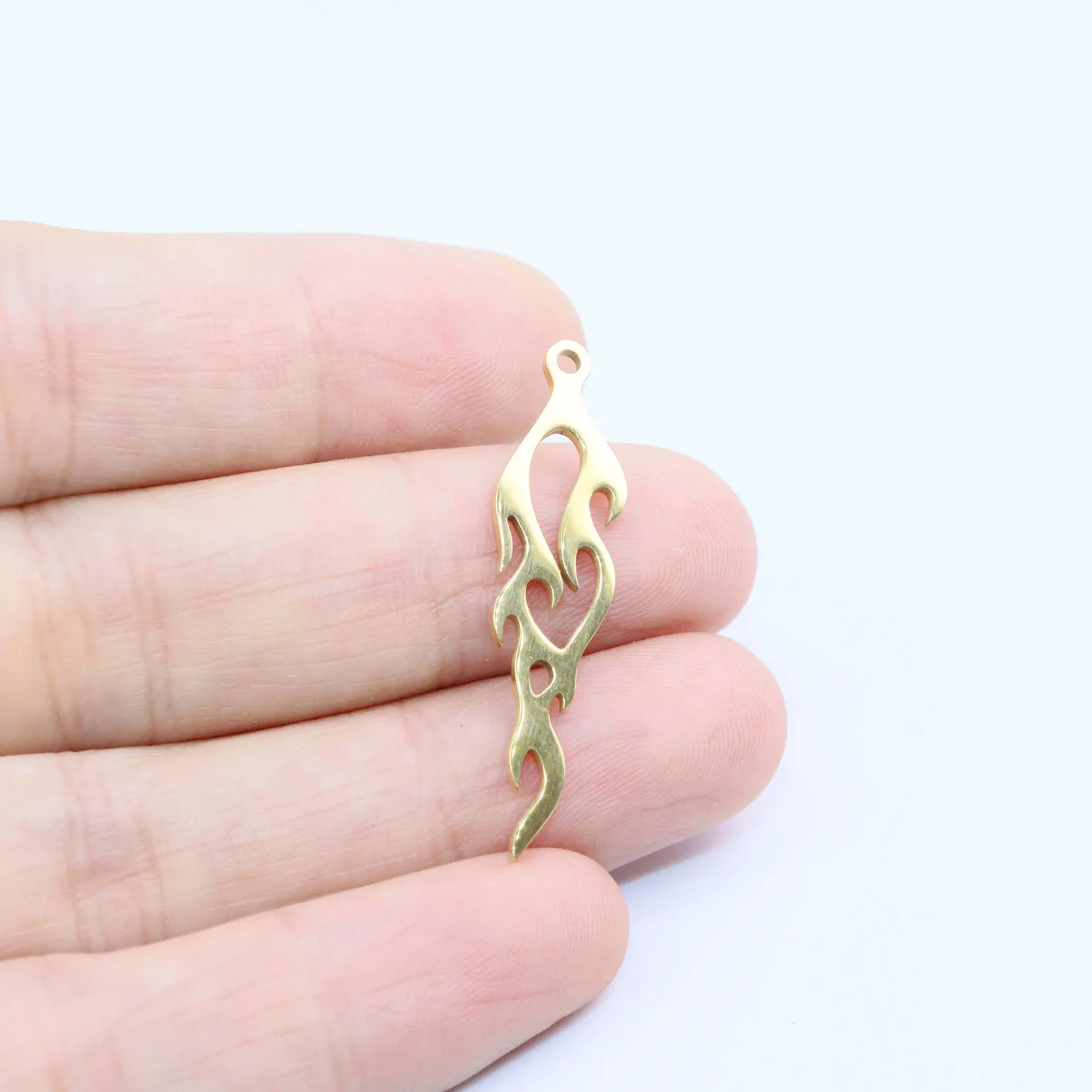 10pcs Stainless Steel Shiny Fire Jewelry Charms Pendant DIY Handcraft Waterproof Antiallergic