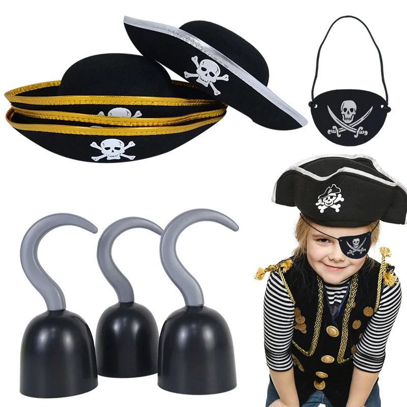

Halloween Pirate Captain Cosplay Costume Accessories Colony Pirate Hat Single Eye Patch For Halloween Kids Birthday Party Decor