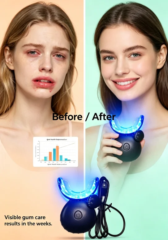 32個の医療用led歯治療器--450nm美白-625nmヒーリング--ワイヤレス磁気充電--7日間で結果が出る