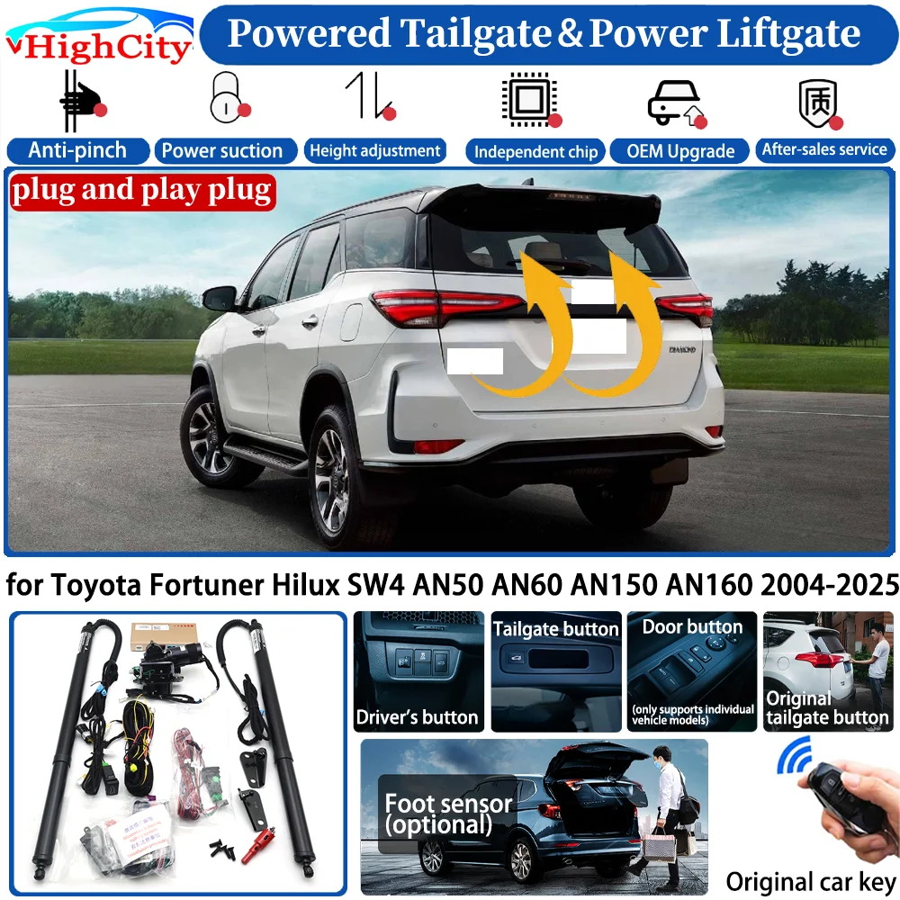 Para Toyota Fortuner Hilux SW4 AN50 AN60 AN150 AN160 2004-2025 Kit de elevación de maletero inteligente