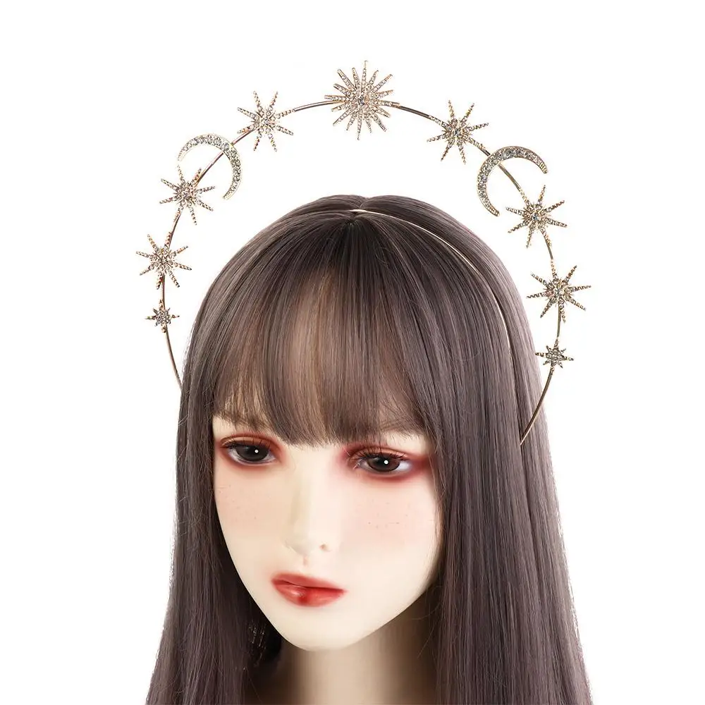 Temperament Metal Star Hair Hoop Silver bilayer Halo Crown Princess Hair Ornaments Baroque Hairbands Wedding