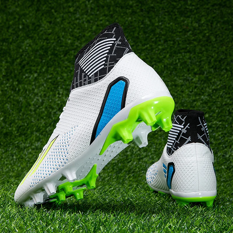 Men Long Spike Football Boots Professional Trainers High Top Soccer Man Shoes Breathable Outdoor Grass Cleats Grassland Sneakers