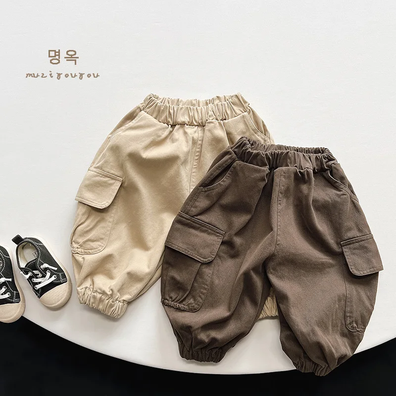 

Children's workers' pants new girls casual pants boy Korean version of fashion trend straight pants children's clothing