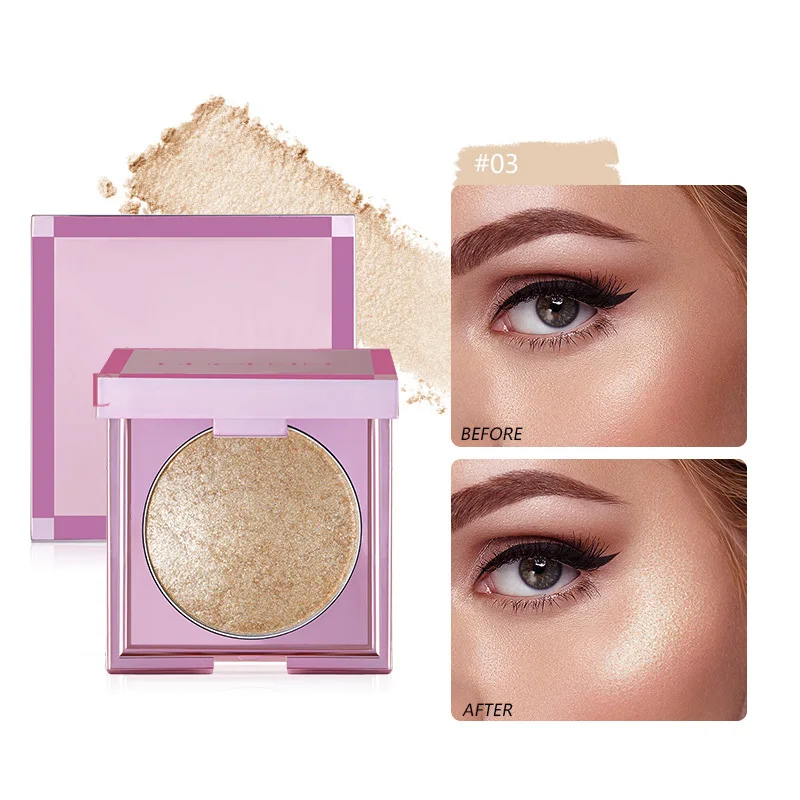 Glitter Highlighter Makeup Palette Custom Logo Wholesale Diamond Glow Holographic Blue Purple Duo-Chrome Highlighter