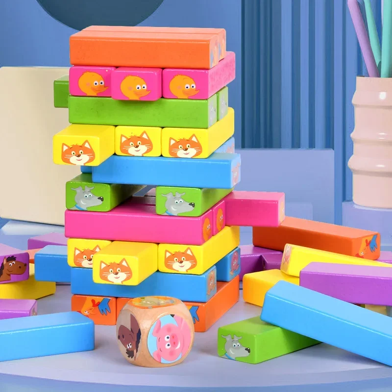 大型 54 ピース積み重ねビルディングブロックおもちゃカラー印刷積み重ねパズル子供用パズル木製
