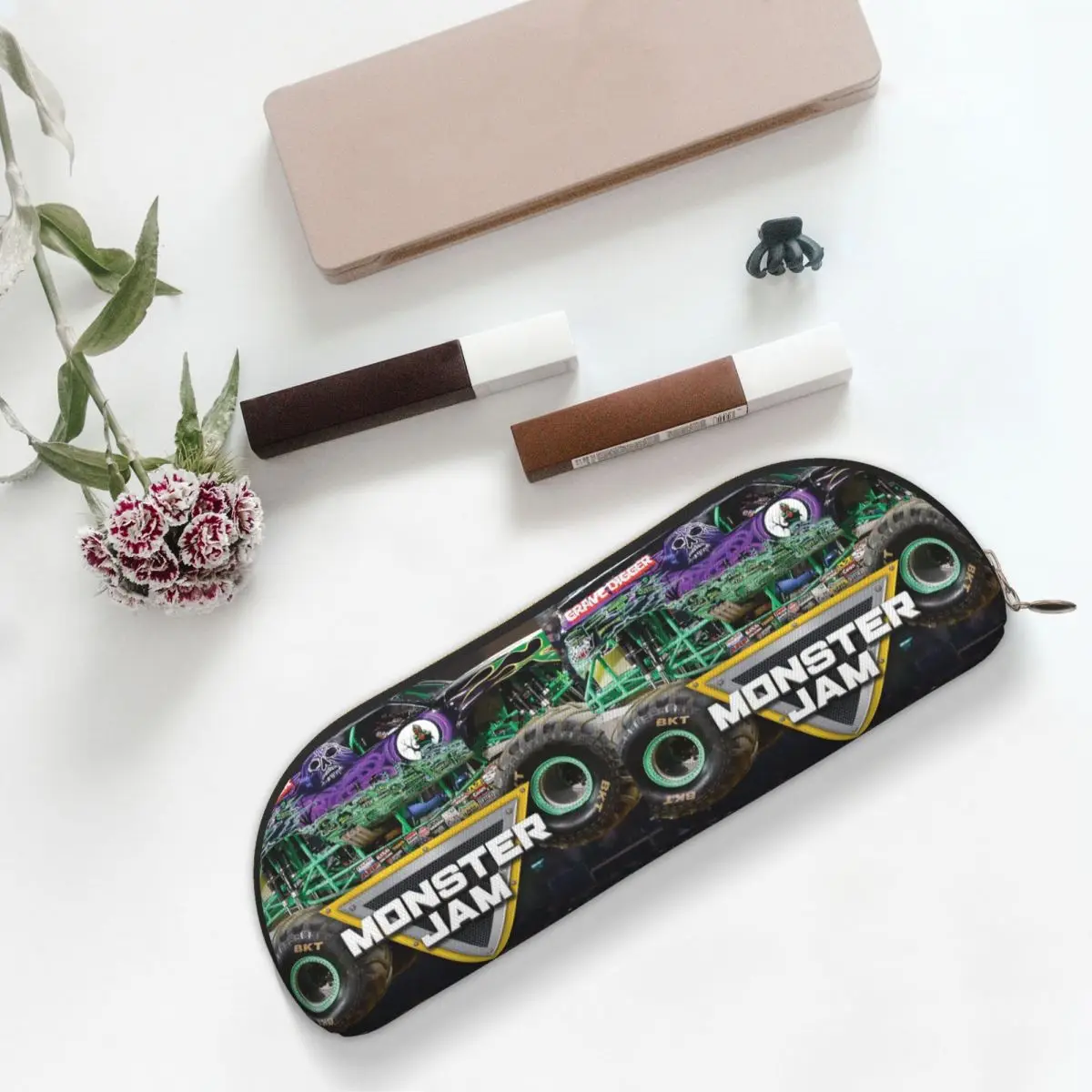 

Classic Monster Jam Pattern Pencil Cases Pen Holder Storage Stationery Supplies Large Capacity Pen Box Pencil Bag for Boy Girl